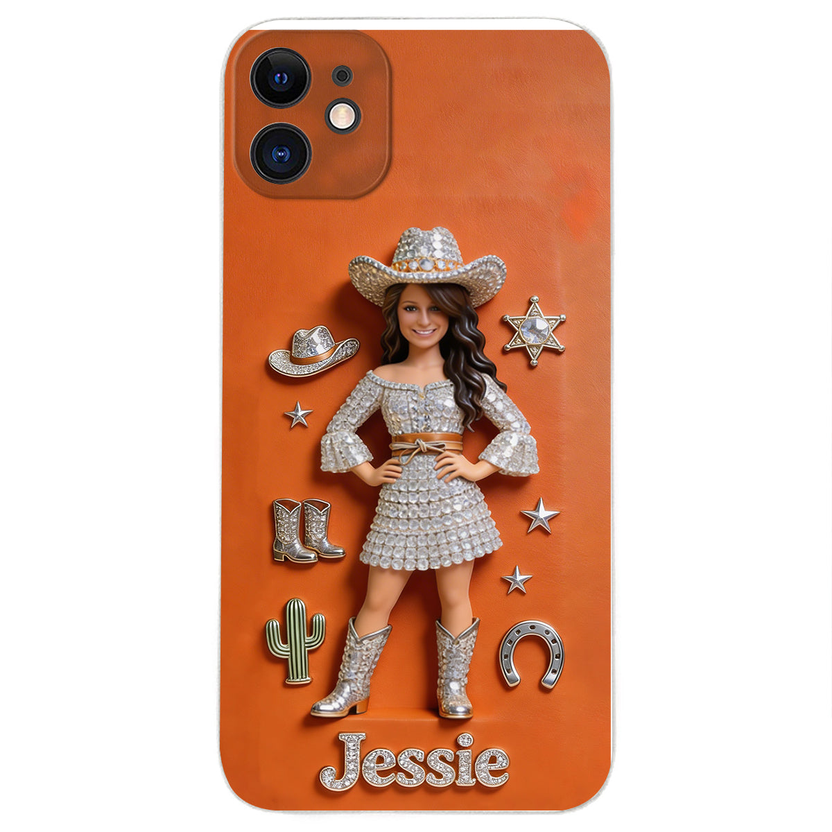 Cowgirl Spirit - Personalized Cowgirl 3D Embossed Leather Phone Case