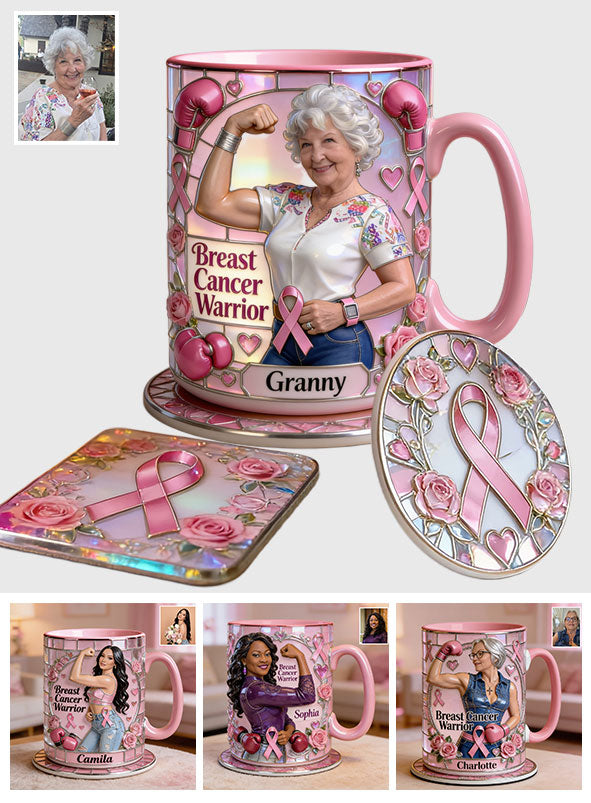 I'm A Warrior - Personalized Breast Cancer Awareness Accent Mug & Coaster