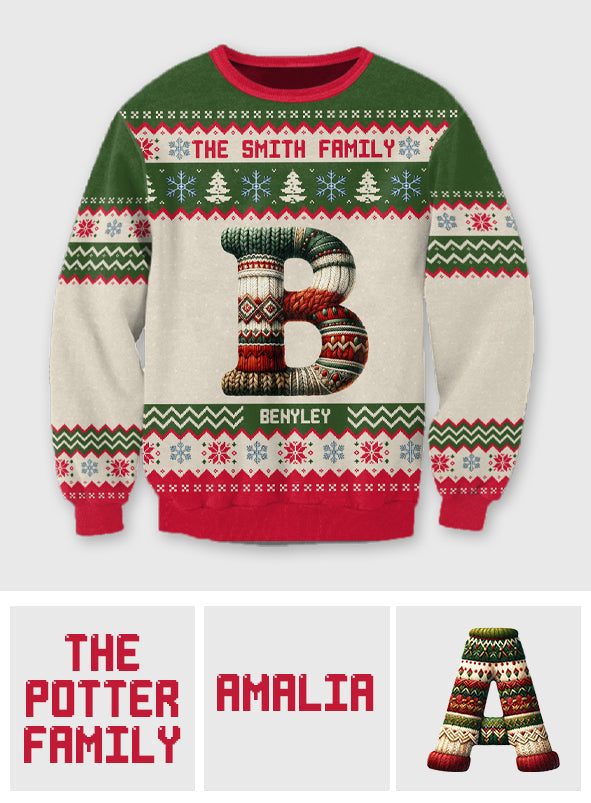 Family Letter - Personalized Family Ugly Sweater
