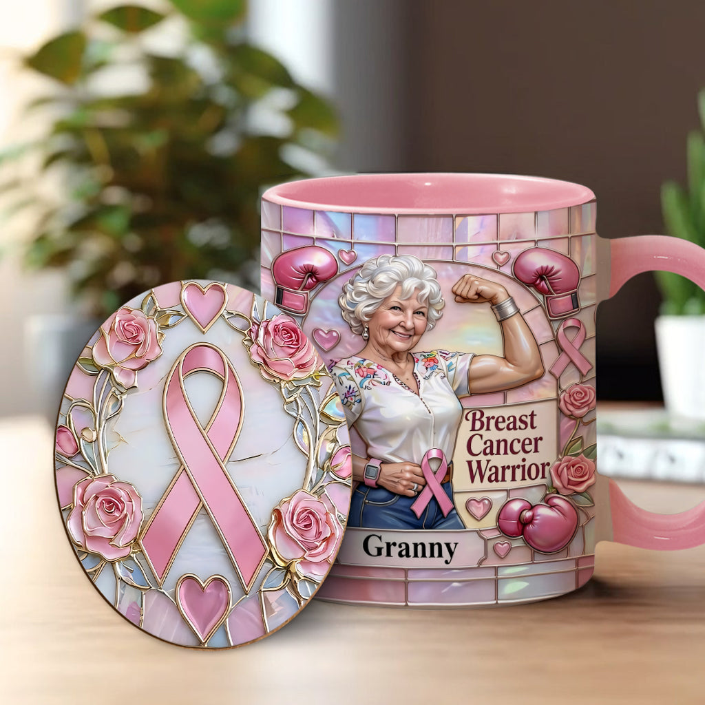 I'm A Warrior - Personalized Breast Cancer Awareness Accent Mug & Coaster