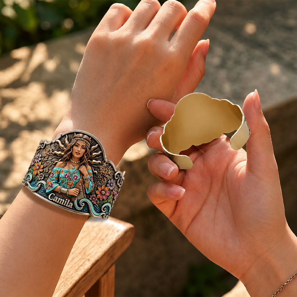 Any Photo Hippie Soul - Personalized Hippie Shaped Cuff Bracelet