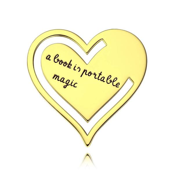 Any Message - Personalized Text Engraved Heart Metal Bookmark