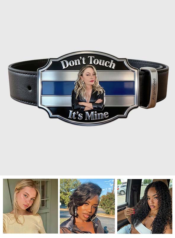 It's Mine - Personalized Couple Leather Belt With Shaped Buckle