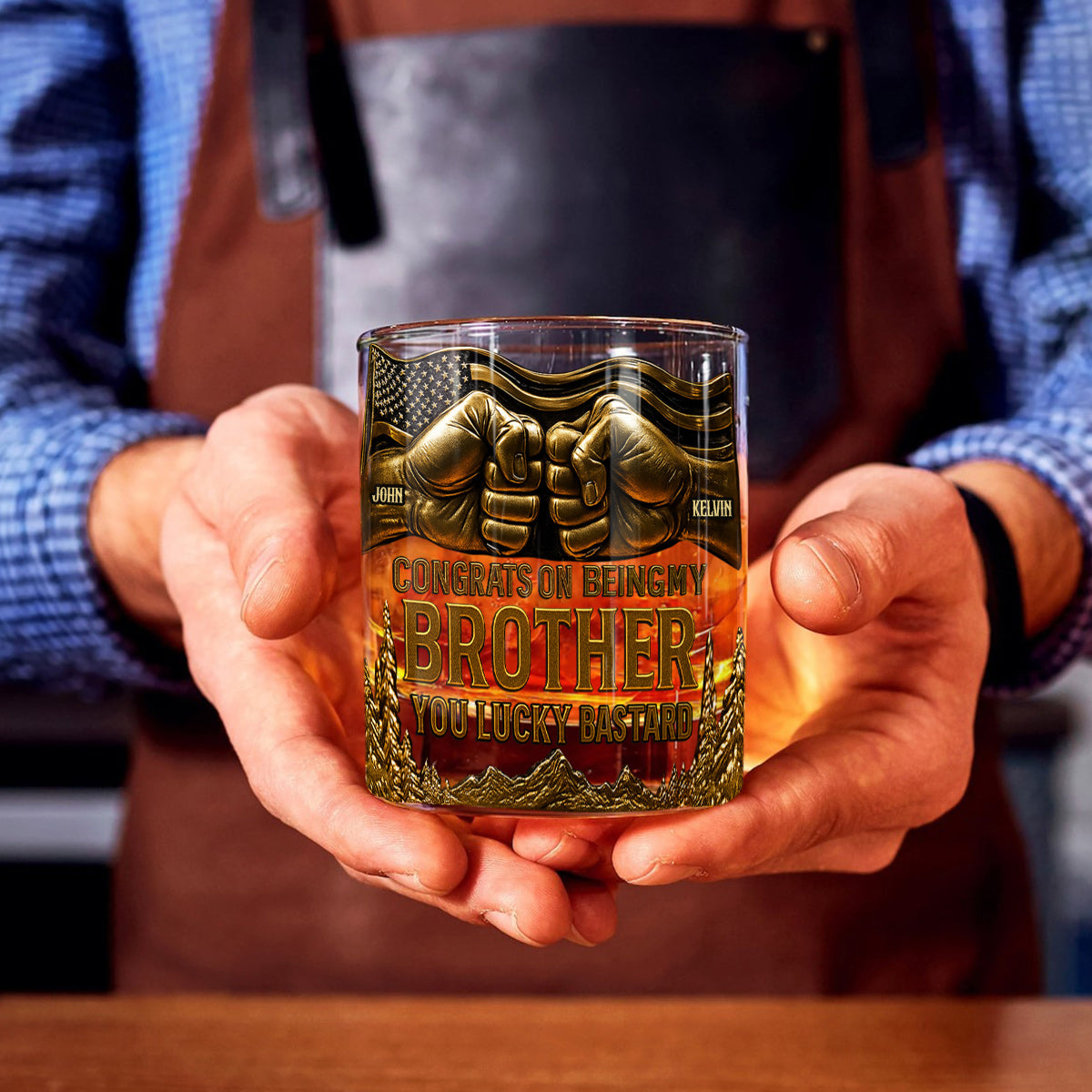 Congrat On Being My Brother - Personalized Sibling Whiskey Glass