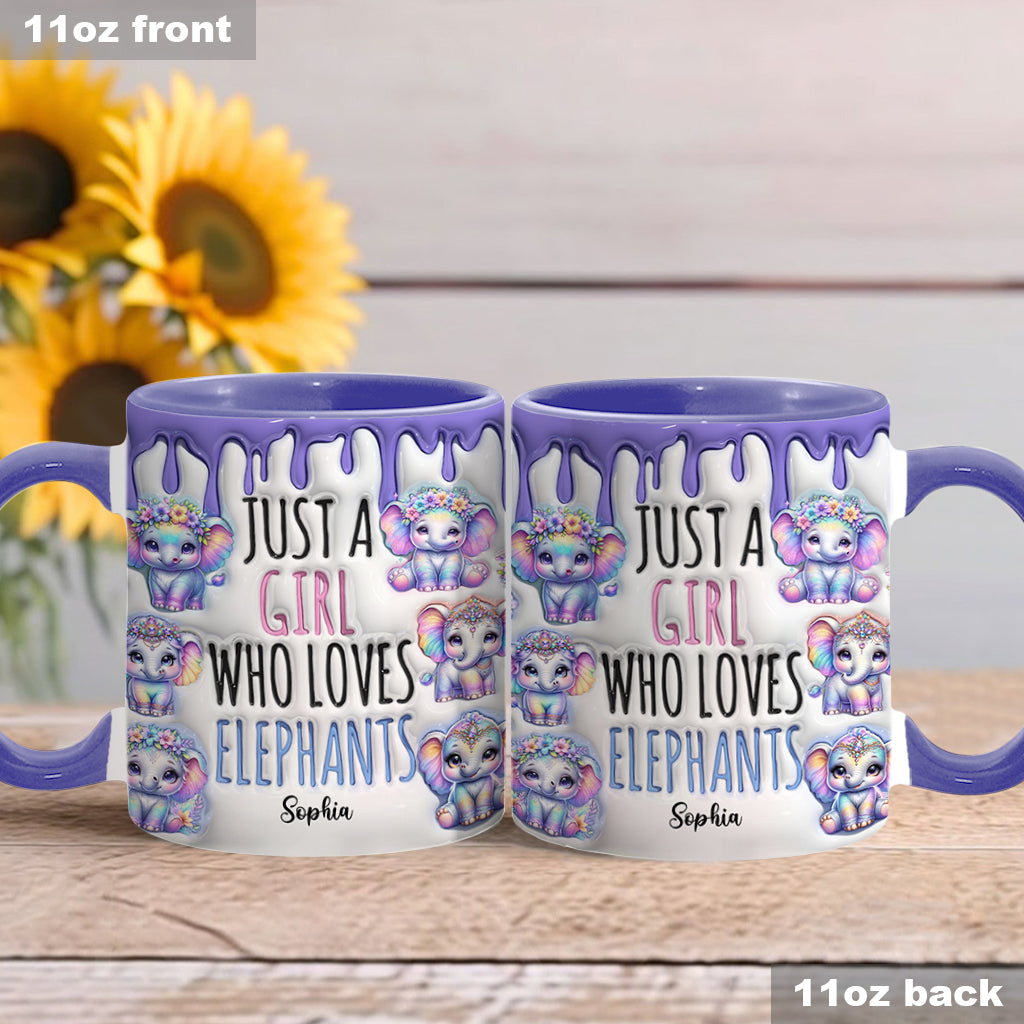 Just A Girl Who Loves Elephants - Personalized Elephant Accent Mug