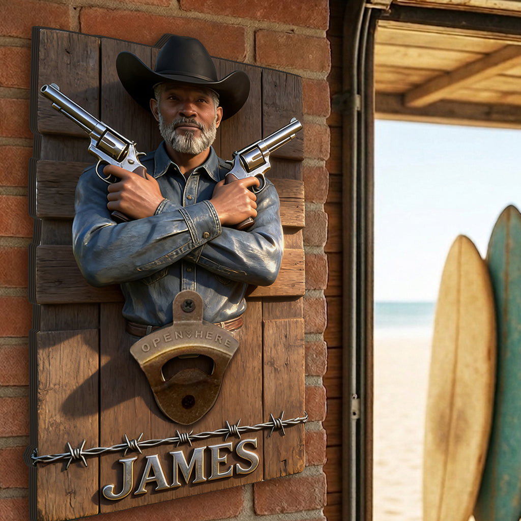 Custom Any Photo - Personalized Western Outfit Wall Bottle Opener