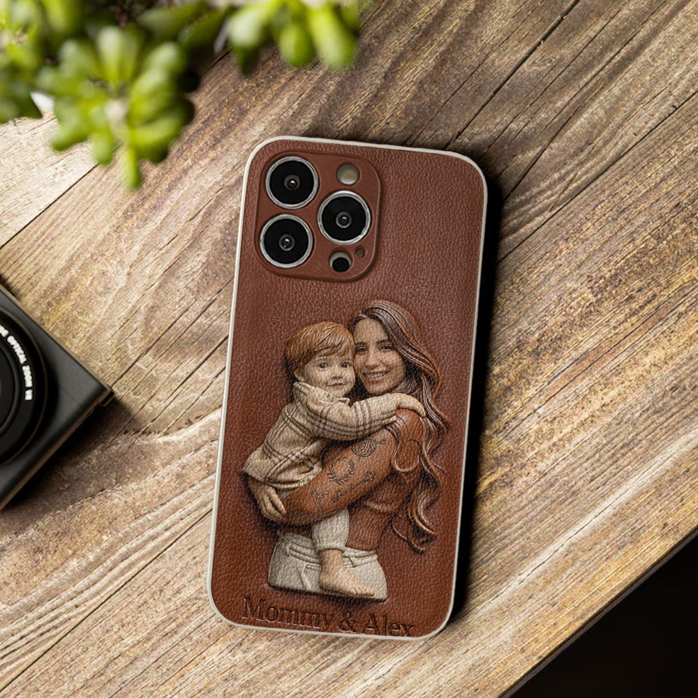 Custom Any Photo Gift For Mom, Grandma - Personalized Mother Leather Phone Case