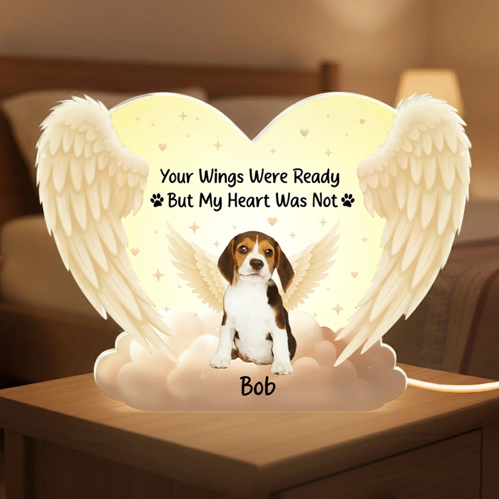 Personalized Acrylic Light Box for Dog Memorials with Angel Wings Art, Soft Warm Glow Keepsake Gift for Pet Owners
