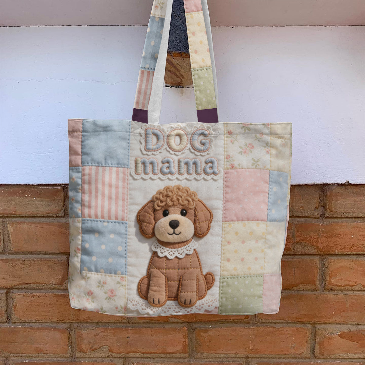 Dog Mama Gift Idea, Dog Lover Gift - Personalized Dog Quilted Tote Bag