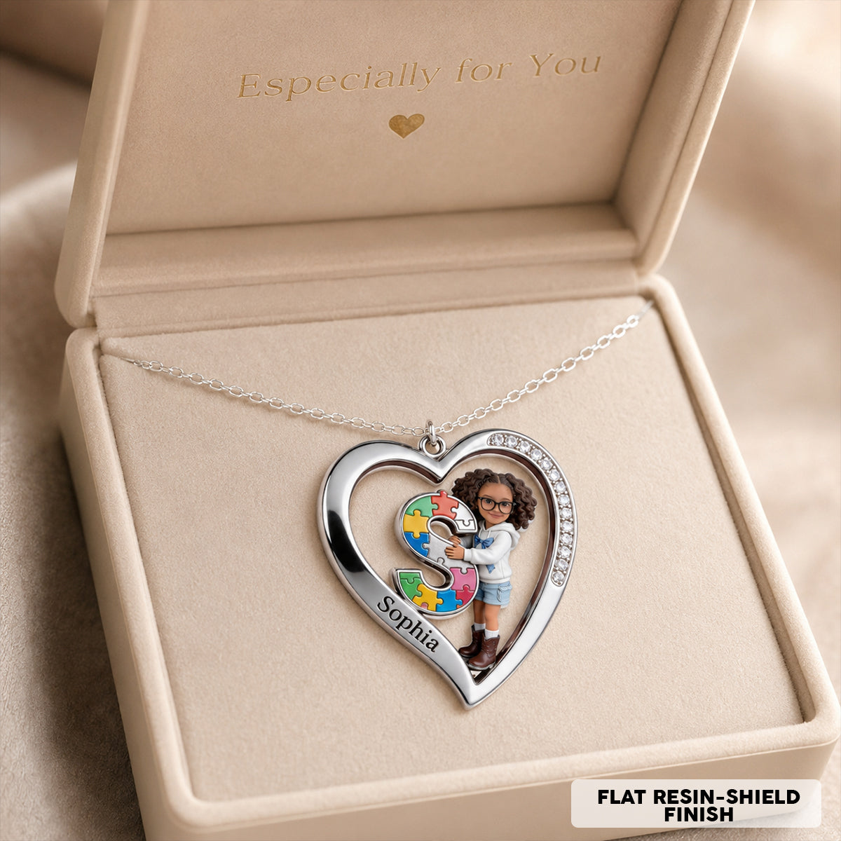 Autism Letter - Personalized Autism Awareness Shaped Metal Pendant Necklace