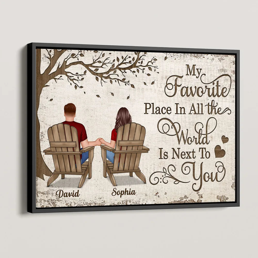 Back View Couple Sitting Under Tree – Personalized Poster, Keychain, Plaque, Pillow & More, Anniversary Gift for Him or Her
