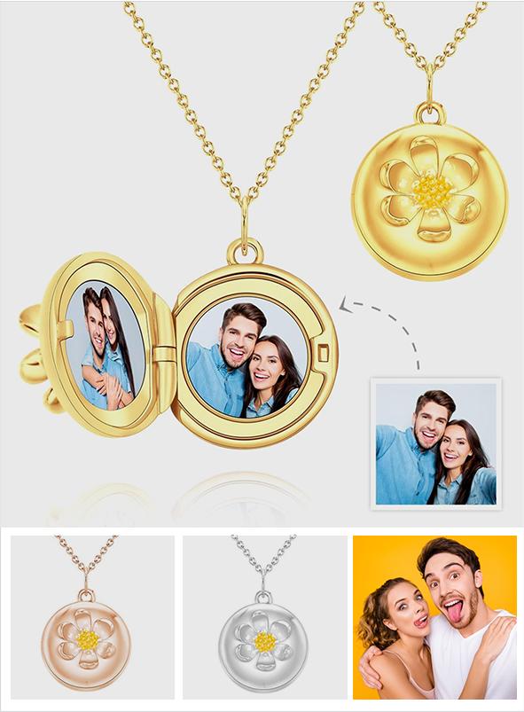 Any Photo Flower - Personalized Flower Photo Necklace
