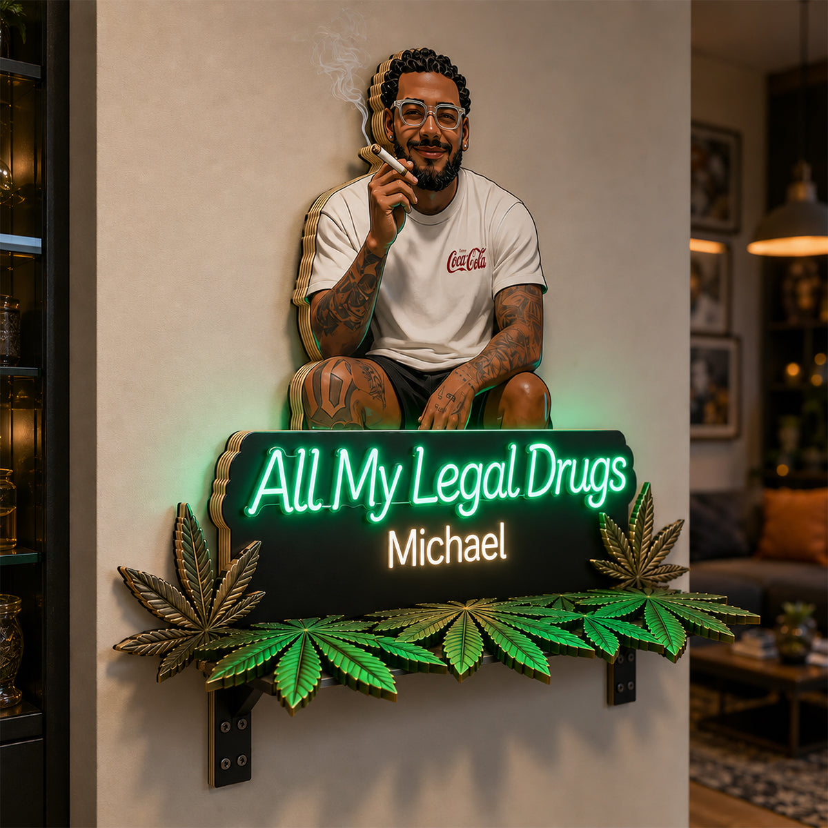 All My Illegal drugs - Personalized Weed Wooden Floating Shelf