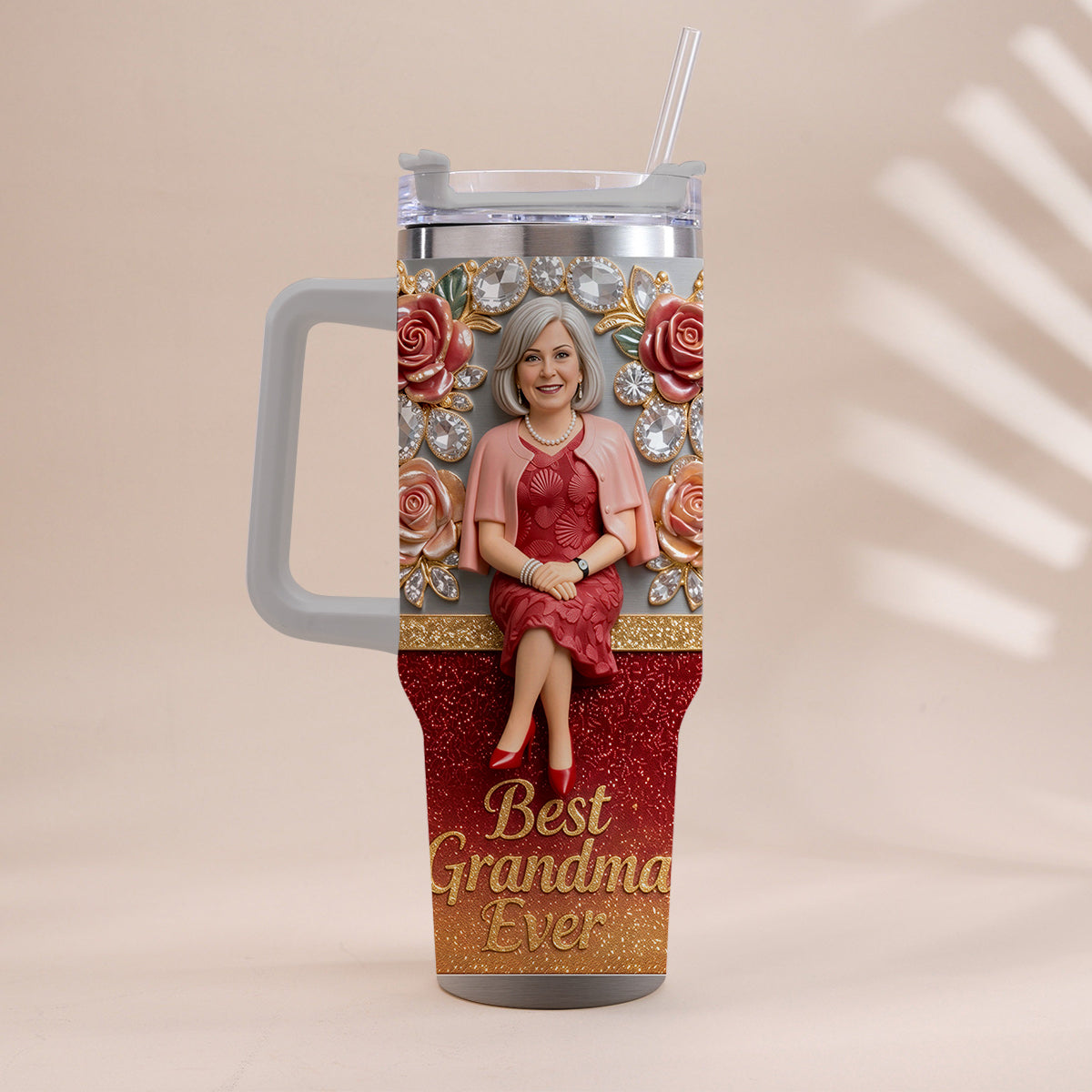 Best Grandma Ever, Perfect For Mom, Nana - Personalized Grandma Tumbler With Handle