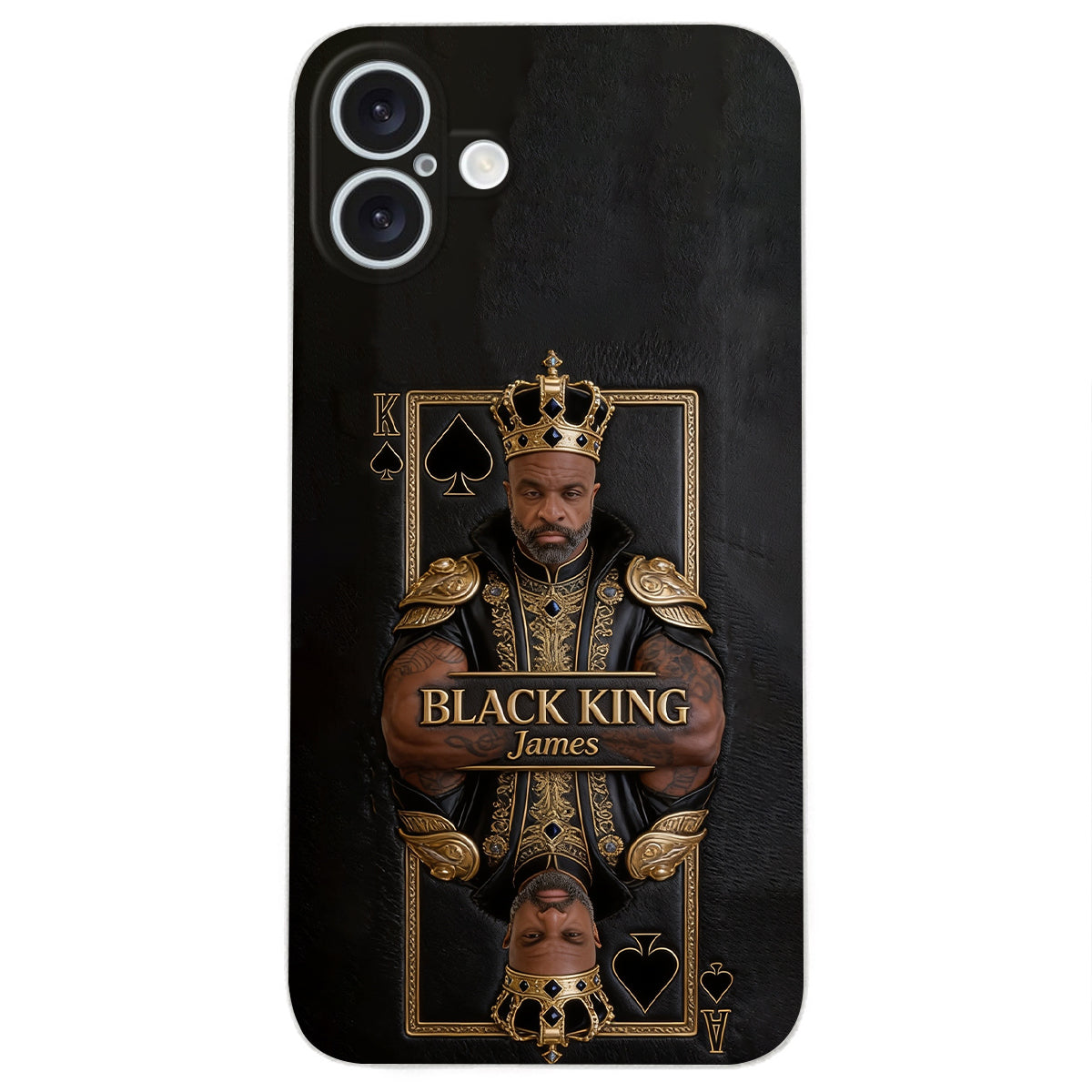 Black King - Personalized African American 3D Embossed Leather Phone Case