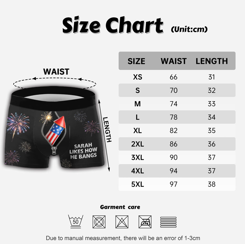I Like How He Bangs - Personalized Spicy Couple Men’s Boxer Briefs
