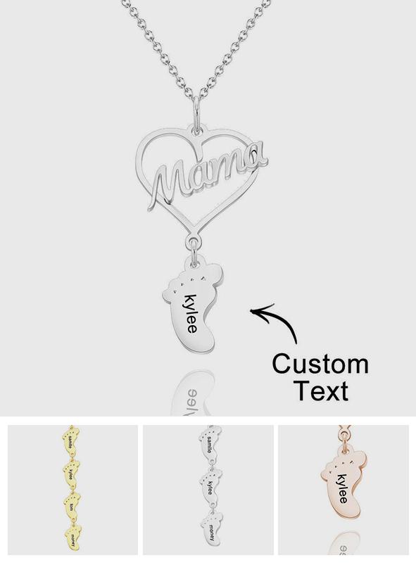 Heart Baby Feet Charm - Personalized Newborn Necklace