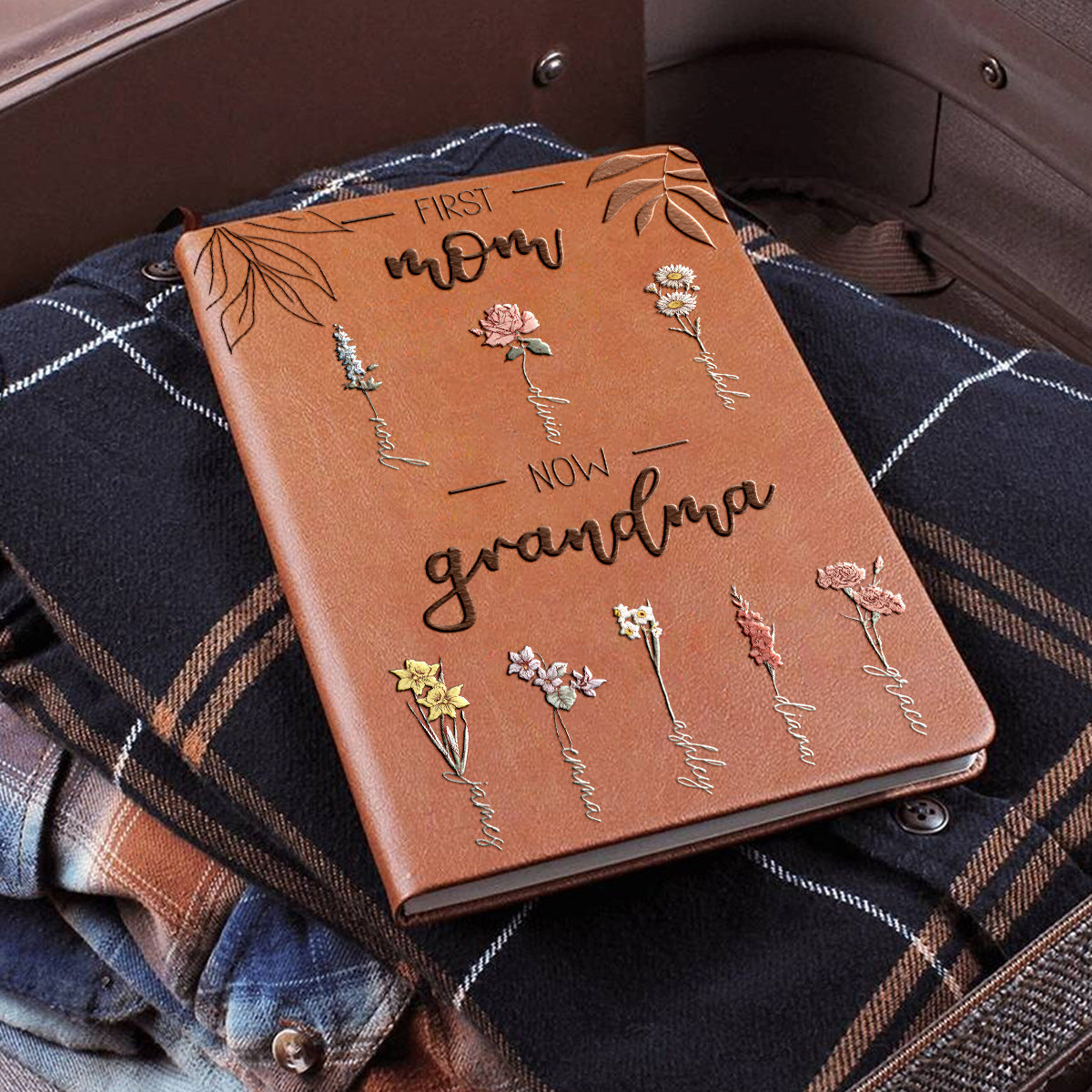 First Mother Now Grandmother - Personalized Grandma Leather Journal