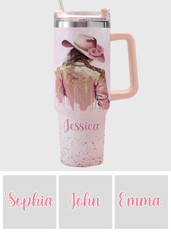 Cowgirl Spirit - Personalized Cowgirl Tumbler With Handle