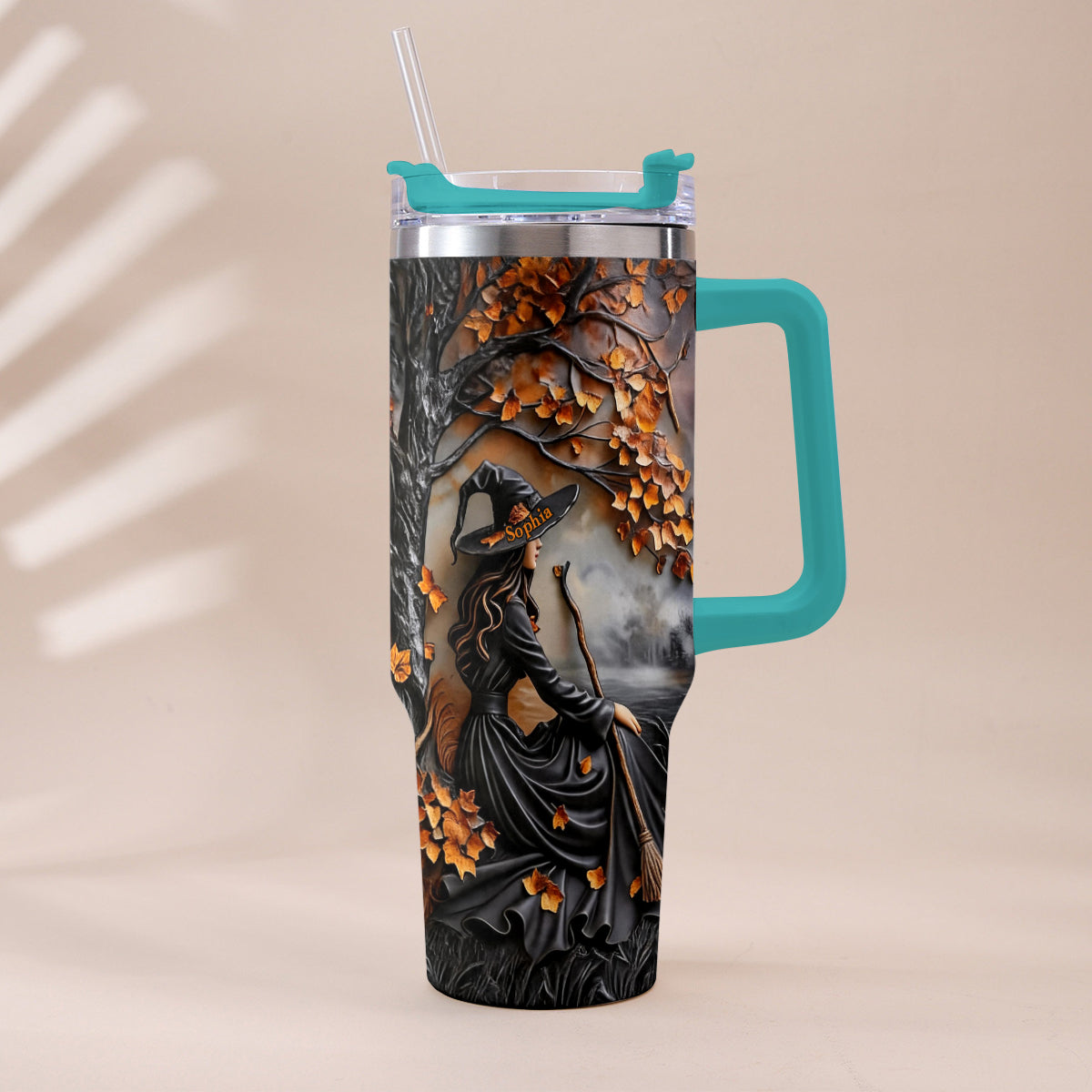 It's Time - Personalized Witch Tumbler With Plush Charm