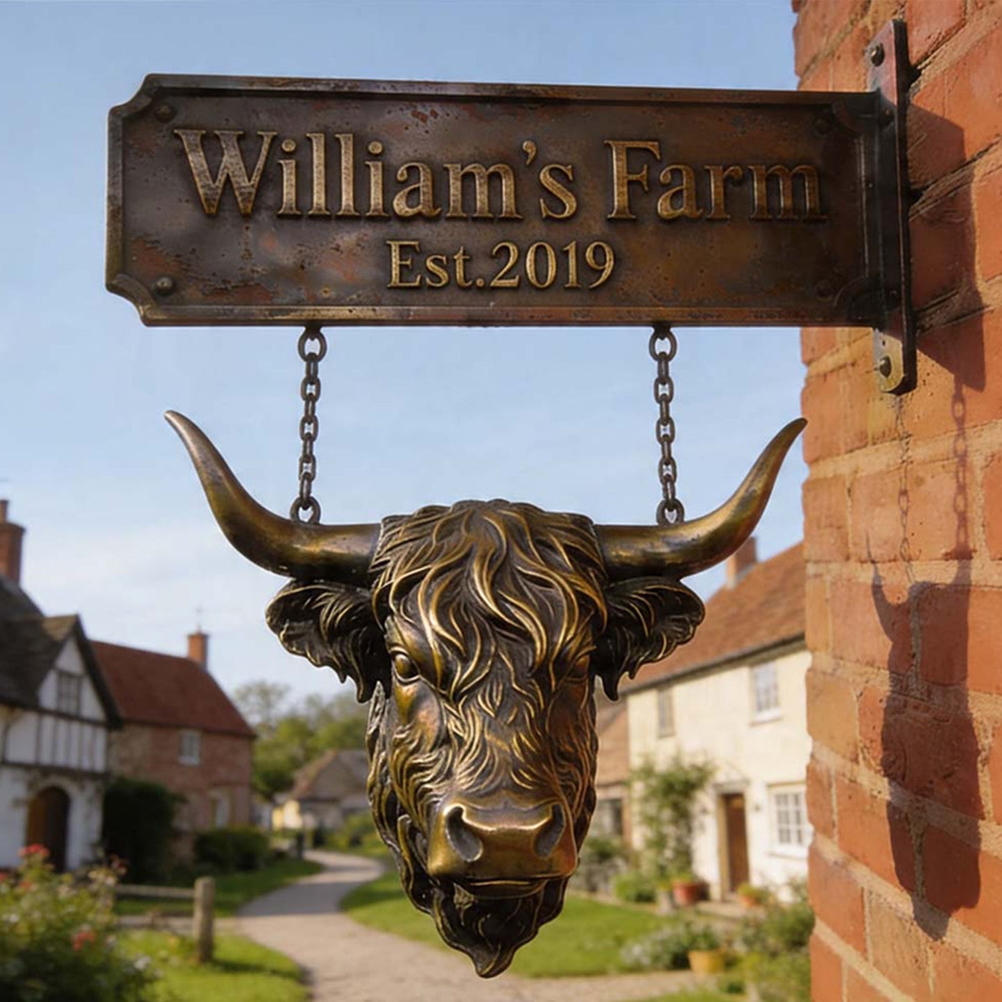 Highland Heritage Sign - Personalized Highland Cow Wooden Wall Mount Sign