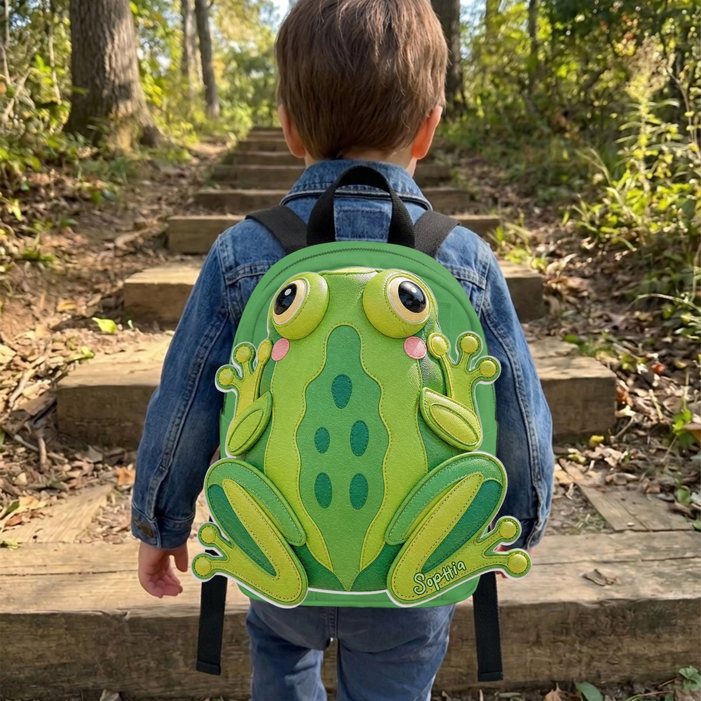 For Who Love Frogs - Personalized Frog Changeable Leather Patch Backpack