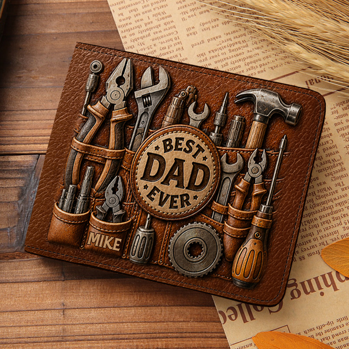 Custom Title Best Gift For Dad/Grandpa - Personalized Father Leather Wallet