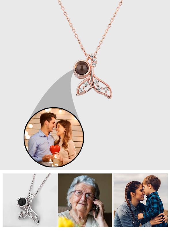 Mermaid Shape Photo Projection Charm - gift for anyone, who lost a loved one - Personalized Mermaid Shape Photo Projection Charm