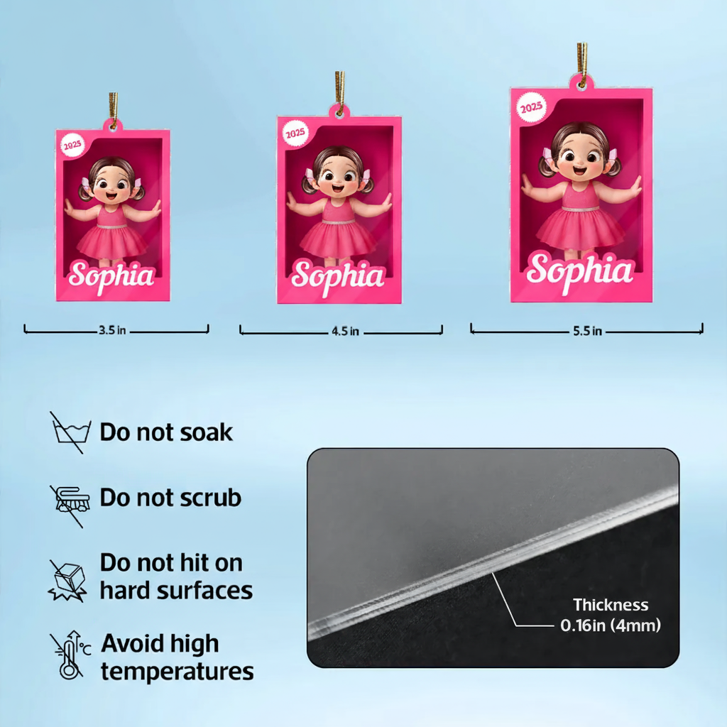 Custom Cartoon Girl Acrylic Ornament for Kids