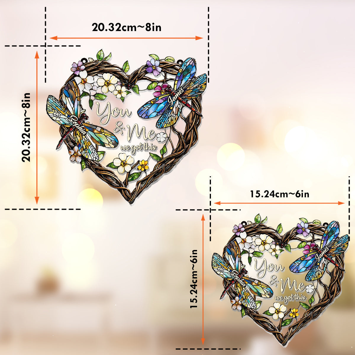 Dragonfly Couple - Personalized Dragonfly Window Hanging Suncatcher Ornament