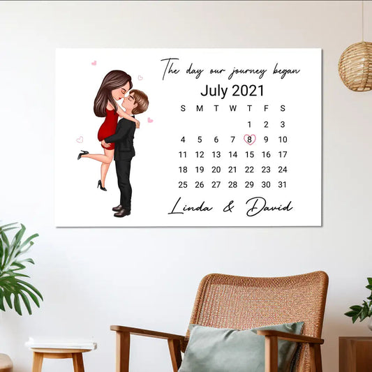 Custom Couple Calendar Poster – Anniversary Date and Artwork for Your Love Story