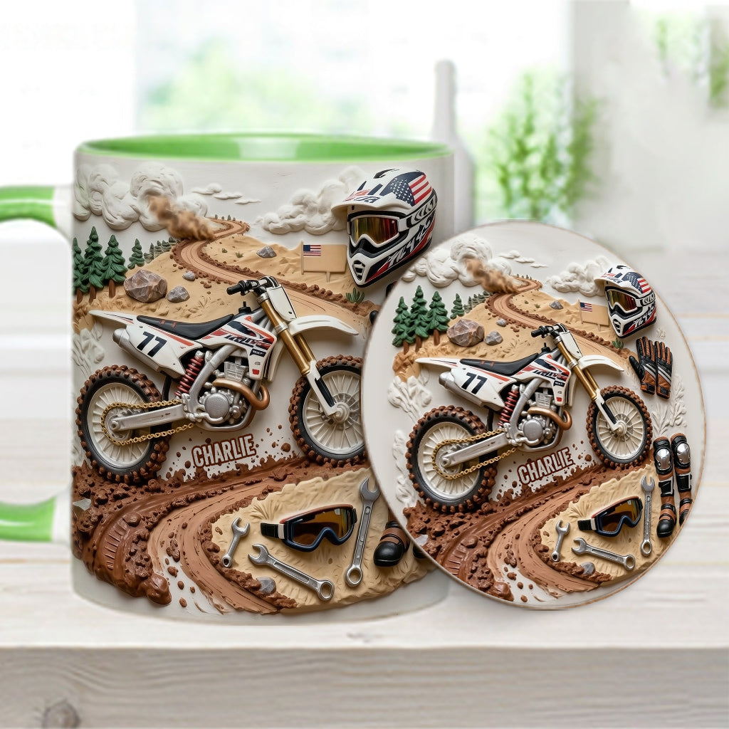Cool Dirt Bike, Motocross - Personalized Dirt Bike Accent Mug & Coaster