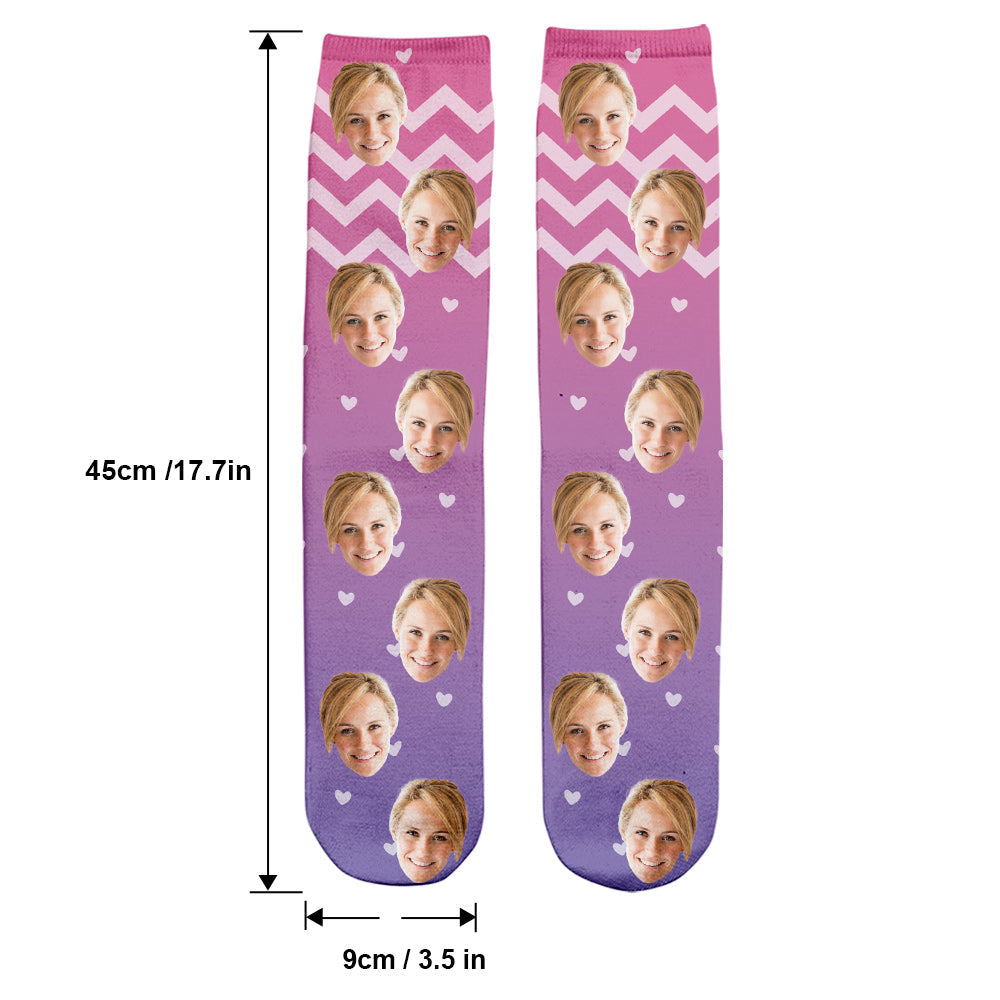 Custom Face Purple Pattern - Personalized Aunt Socks