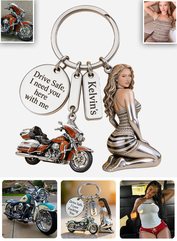 I Love You - Personalized Biker Premium Keychain With Charms