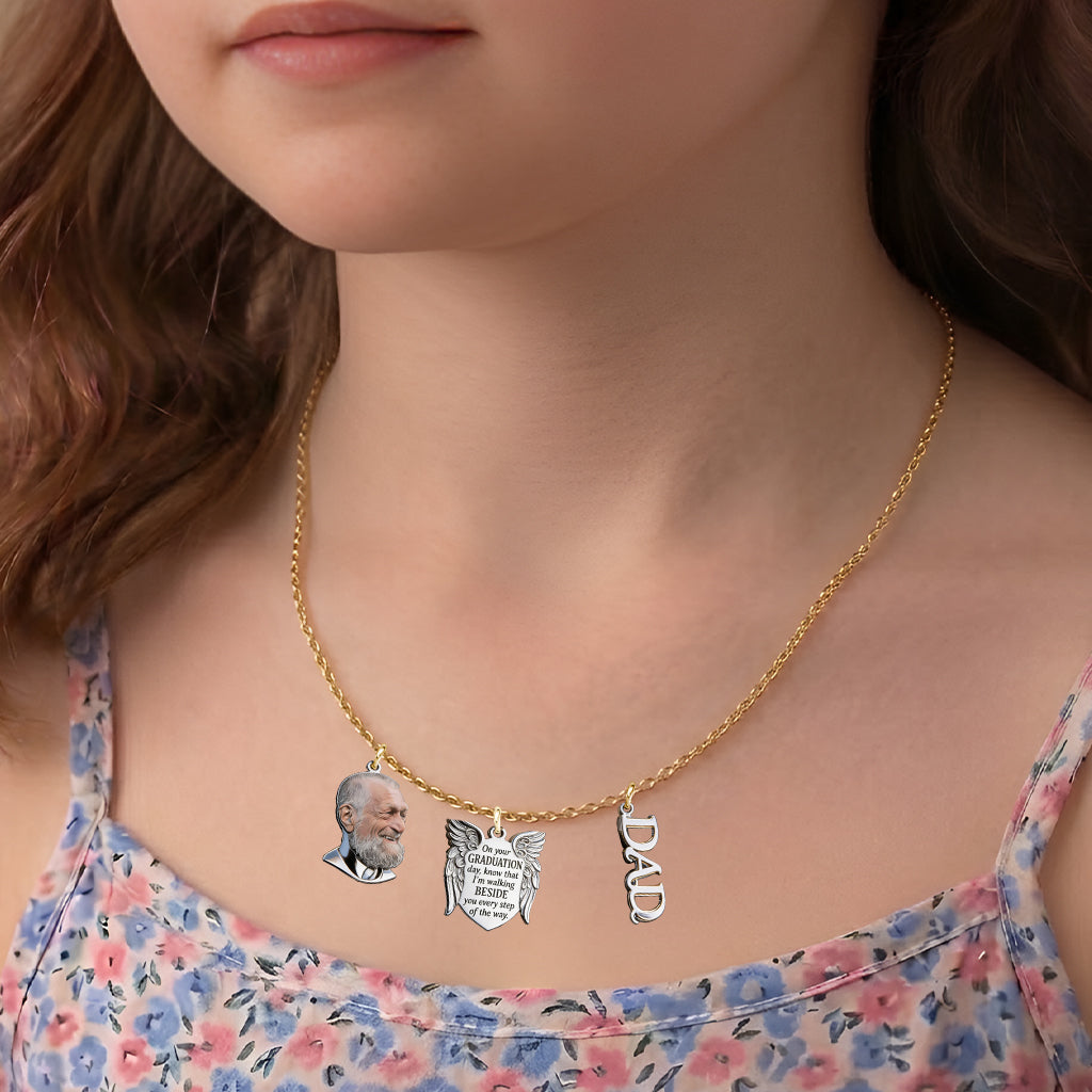 Graduation Walking Beside You Every Step - Personalized Graduation Metal Necklaces With Pendants