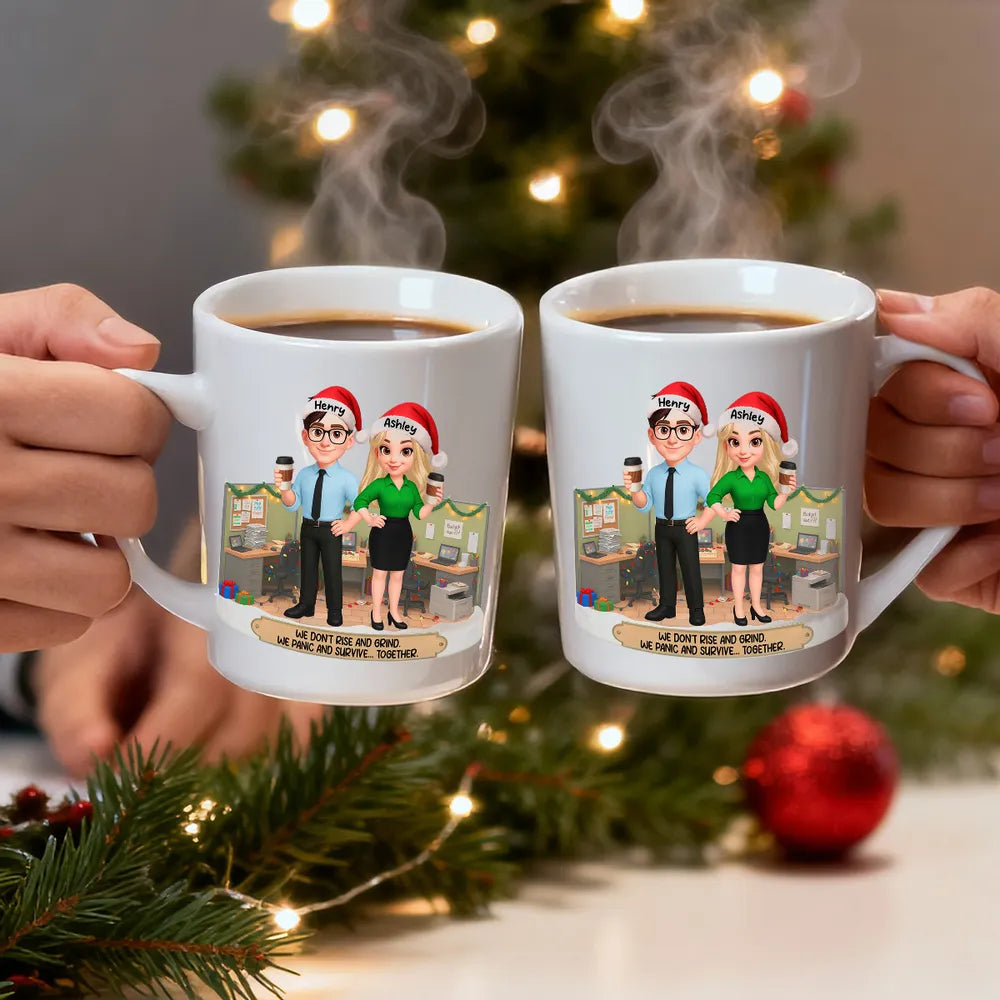 Personalized White Ceramic Mug for Coworkers – Funny Office Scene, Custom Work Besties, Unique Gift for Colleagues