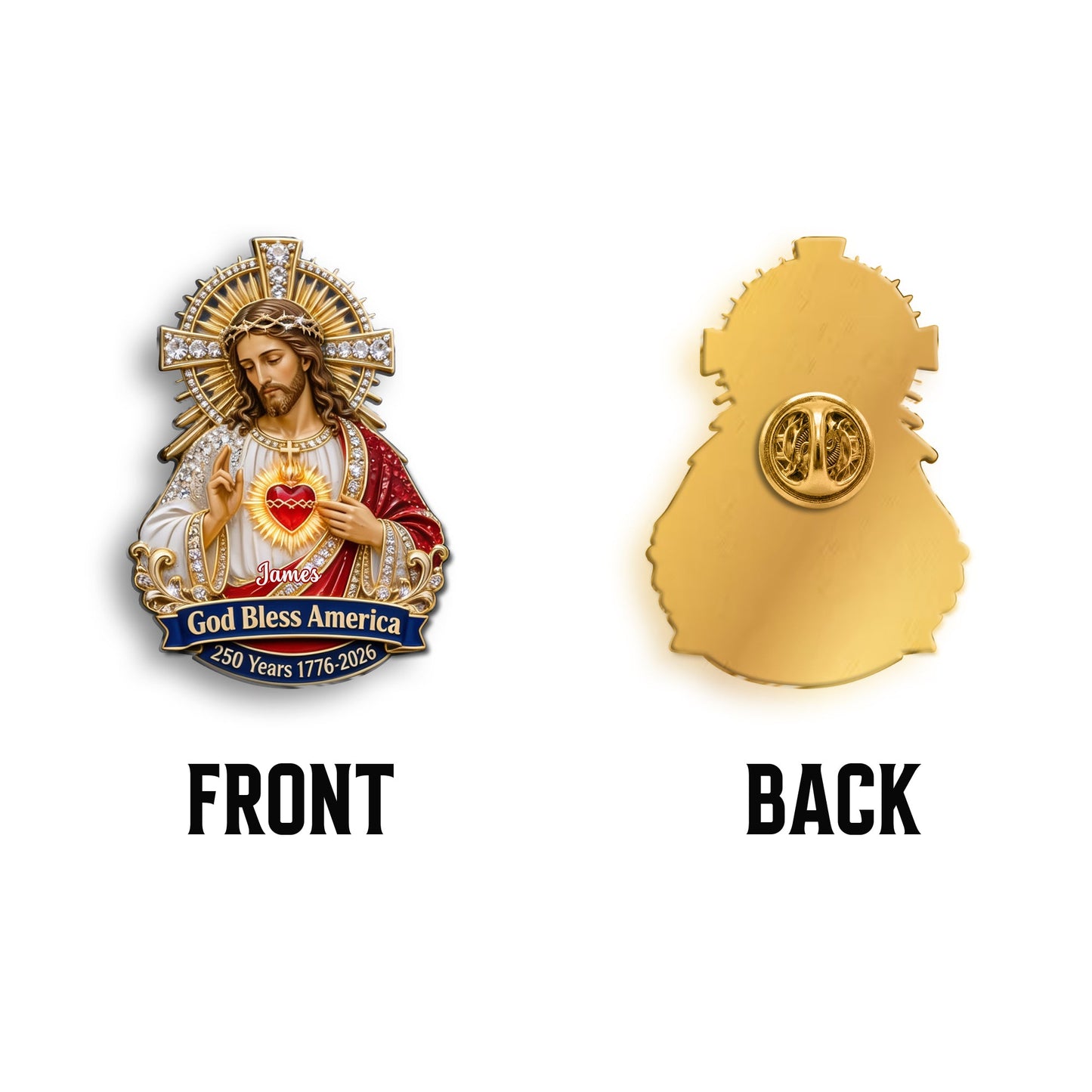 God Bless America - Personalized Christian 3D Embossed Enamel Pin