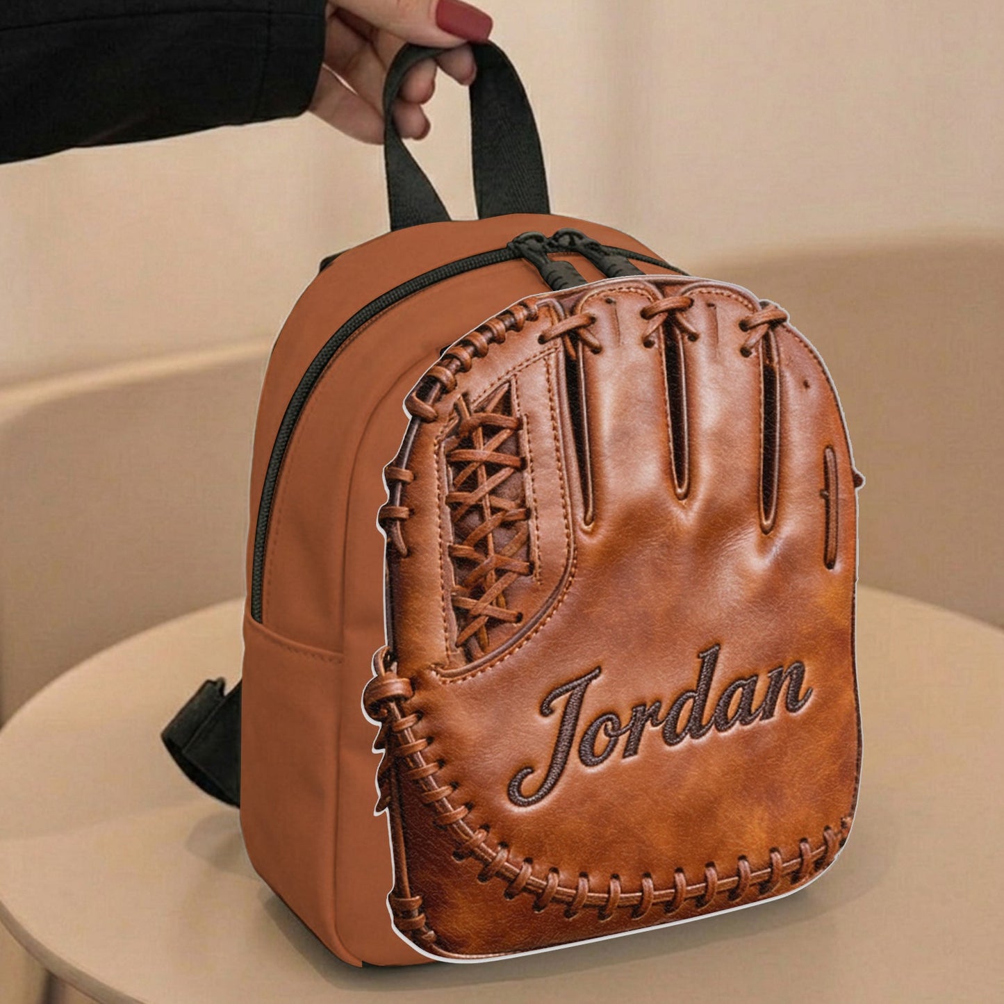 Leather Baseball Glove - Personalized Baseball Changeable Leather Patch Backpack