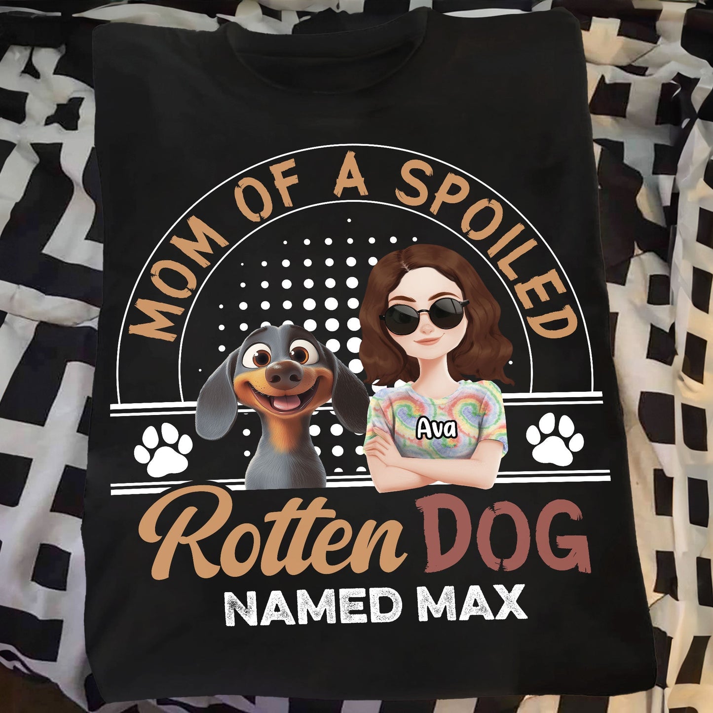 Mom of a Spoiled Dog T-Shirt - Personalized Classic Tee with Custom Name, Perfect Gift for Dog Lovers