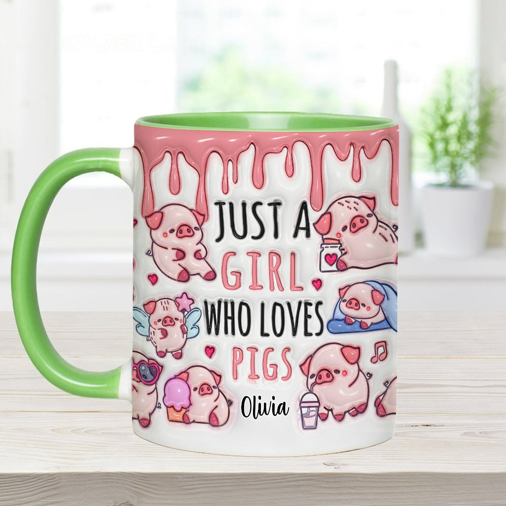 Just A Girl Who Loves Pigs - Personalized Pig Lover Accent Mug