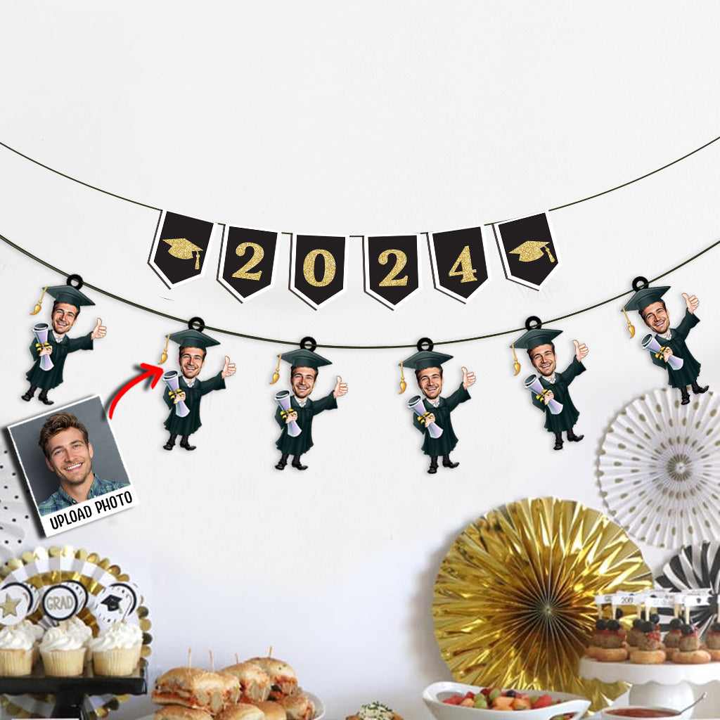 Funny Graduate Caricature - Personalized Graduation 6 Pieces Garland