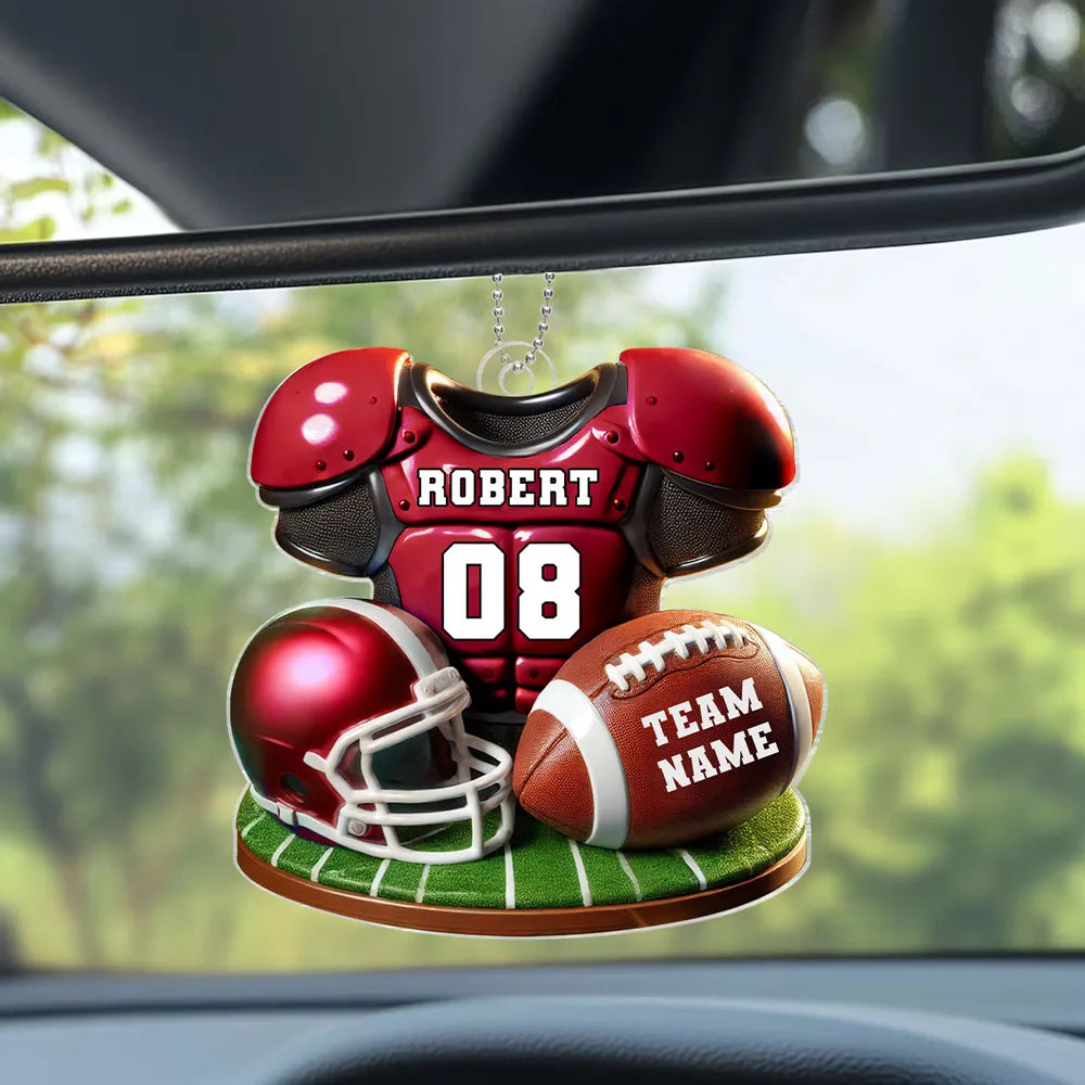 Acrylic Ornament Football Jersey & Helmet, Custom Team Gift for Players and Fans, Tree or Car Mirror, Unique Holiday Decor