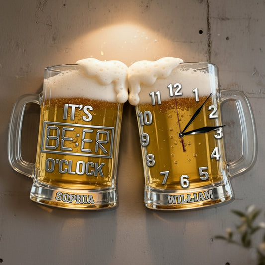 It's Beer O'clock - Personalized Beer LED Light Wall Clock