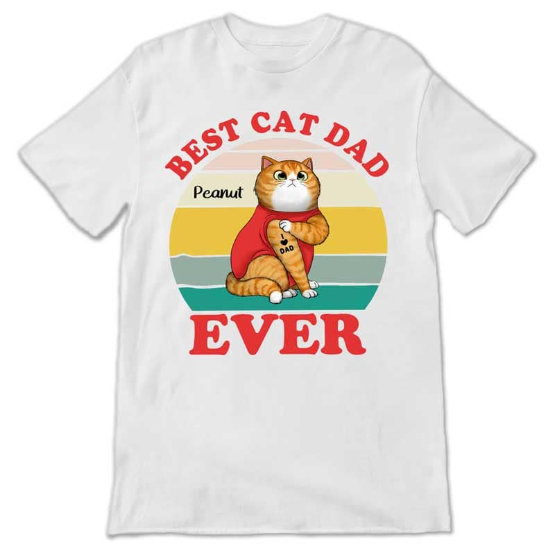 Personalized Best Cat Mom Ever Classic Tee with Retro Sitting Cat Art, Unique Gift for Cat Lovers