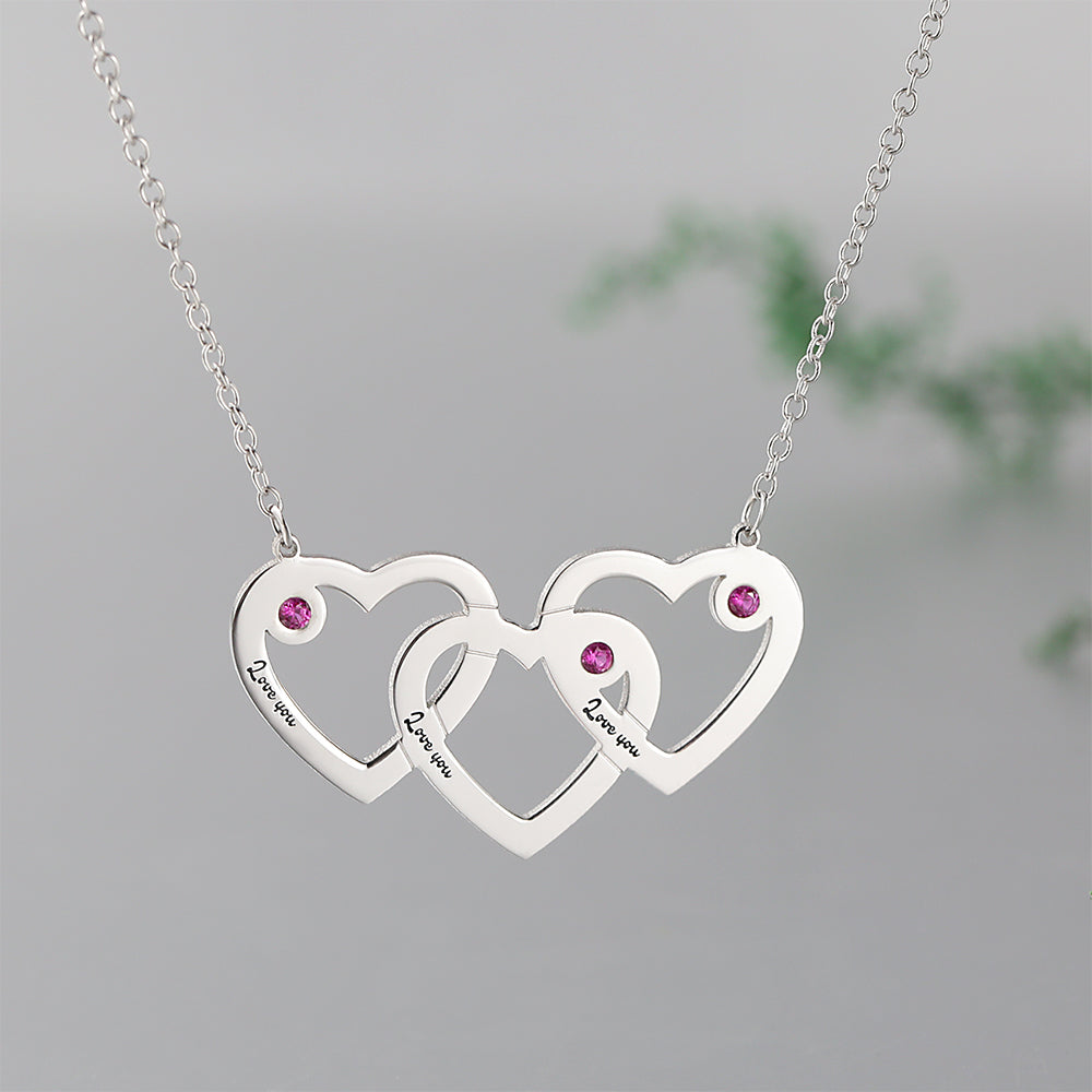 Triple Name - Personalized S925 Silver Triple Heart Name Necklace