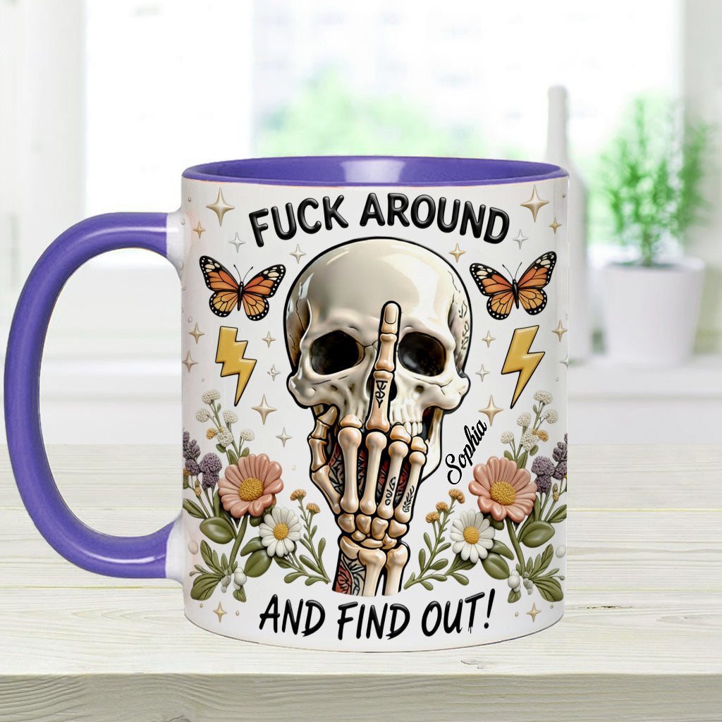 F Around And Find Out - Personalized Skull Accent Mug & Coaster