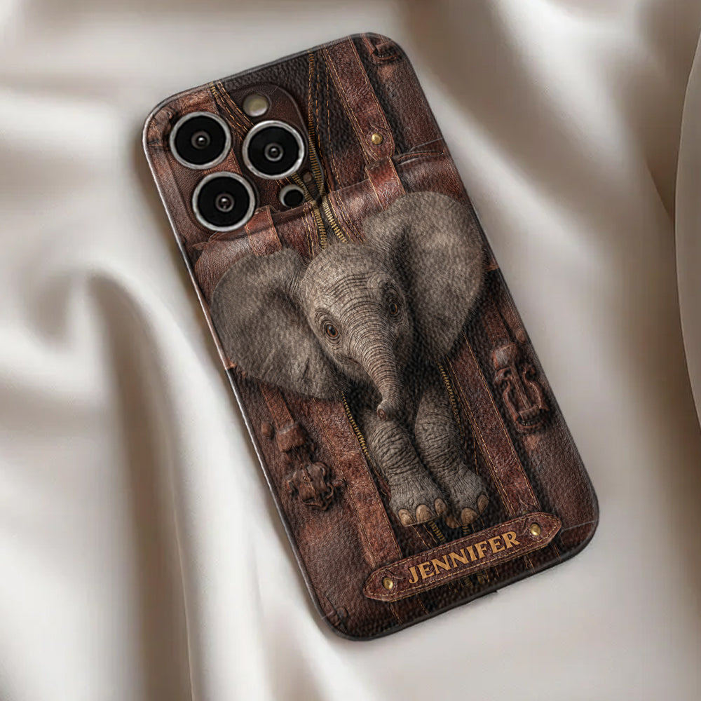 Just A Girl Who Loves Elephant - Personalized Elephant Leather Phone Case