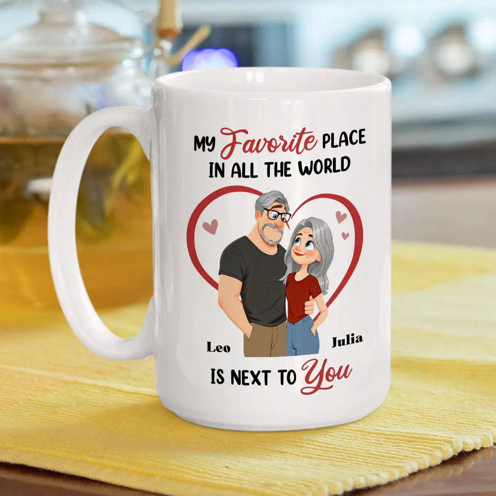 Ceramic Mug 'My Favorite Place' Couple Design, Personalized Love Gift For Couples, Sweet Daily Coffee Reminder