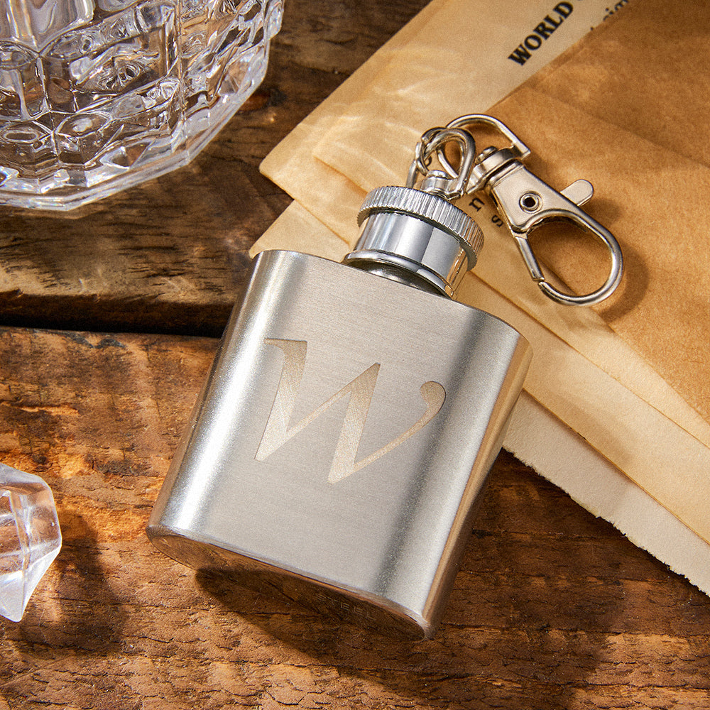 Custom Initial Mini Liquor Flask Mini Liquor Flask Keychain - gift for anyone - Personalized Keychain