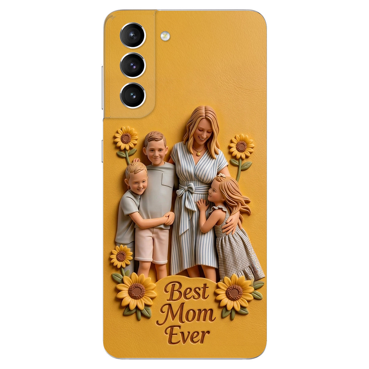 Best Mom Ever - Personalized Mother 3D Embossed Leather Phone Case